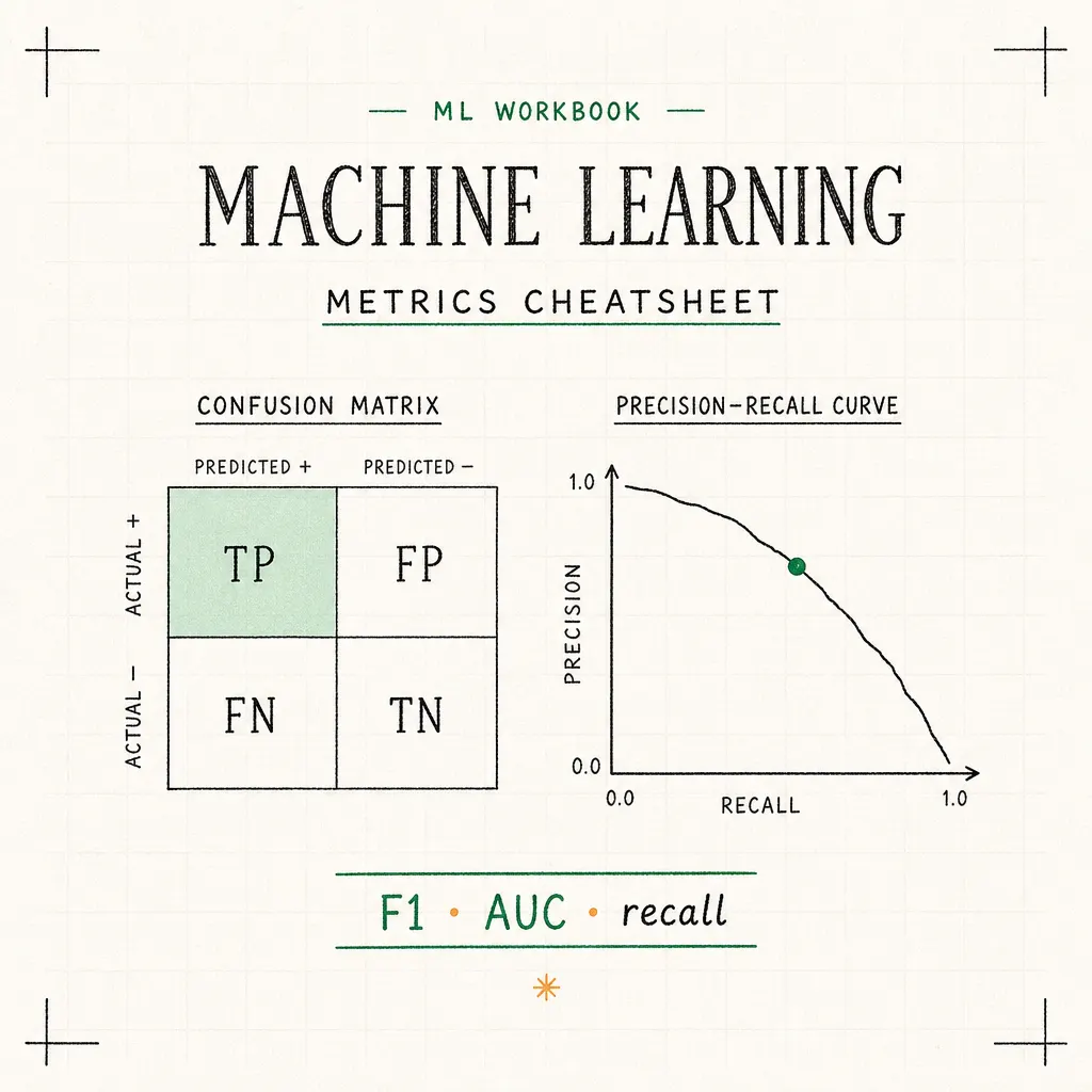 Cover of the machine learning metrics cheatsheet